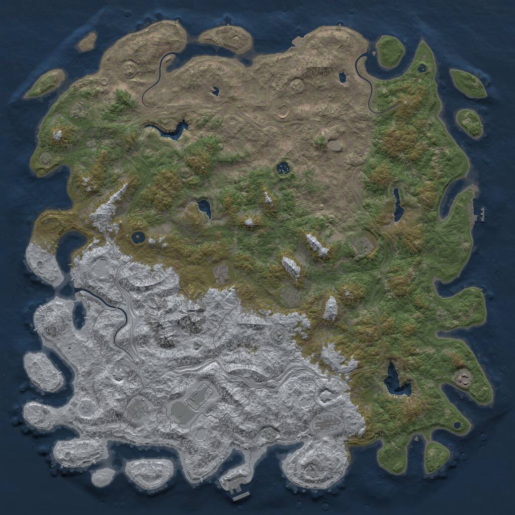 Rust Map: Procedural Map, Size: 6000, Seed: 191470561, 17 Monuments