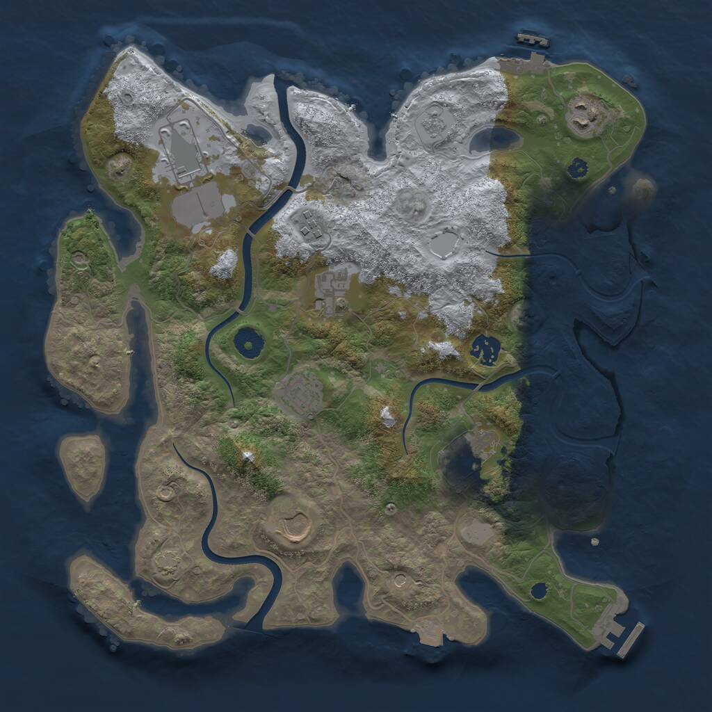 Rust Map: Procedural Map, Size: 3600, Seed: 421, 14 Monuments
