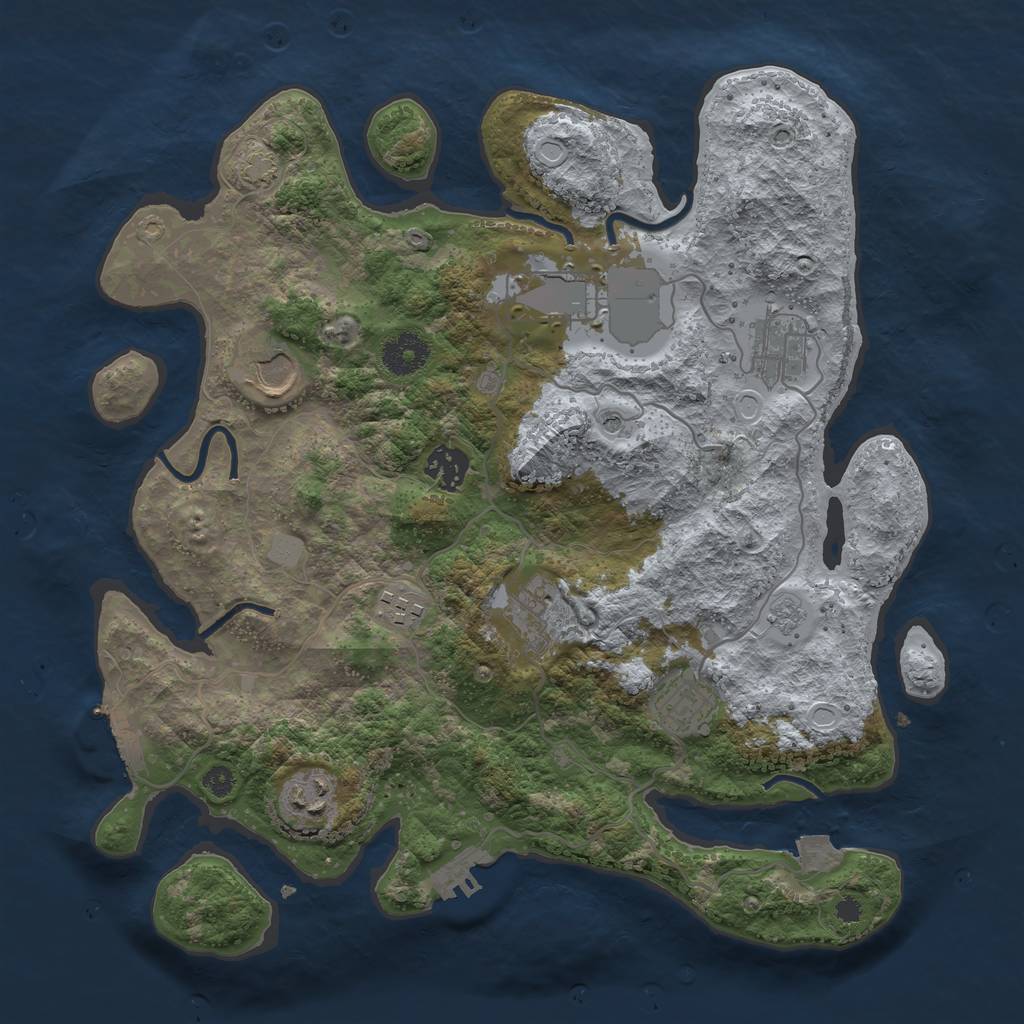 Rust Map: Procedural Map, Size: 3500, Seed: 1776289442, 16 Monuments