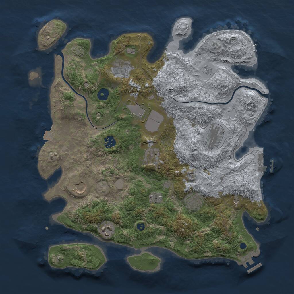 Rust Map: Procedural Map, Size: 3700, Seed: 987821610, 15 Monuments