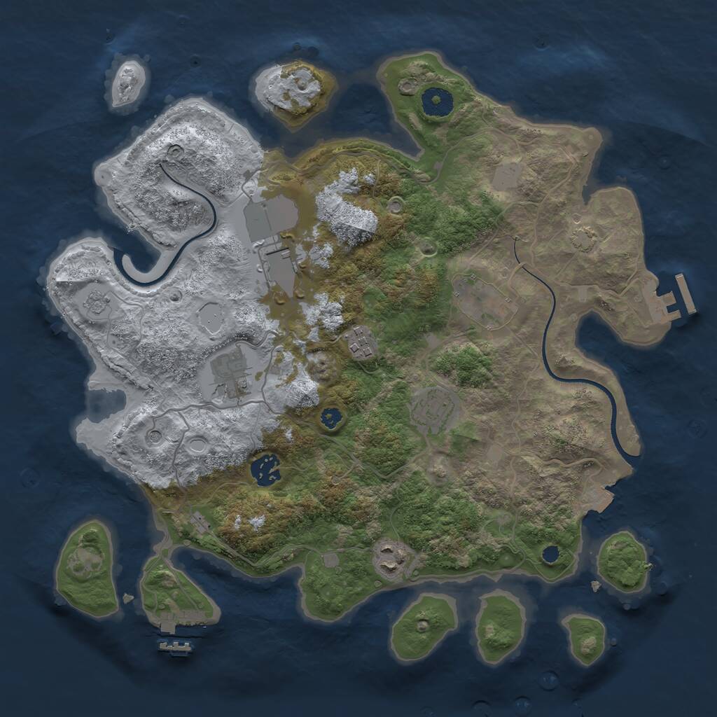 Rust Map: Procedural Map, Size: 3500, Seed: 245040449, 13 Monuments