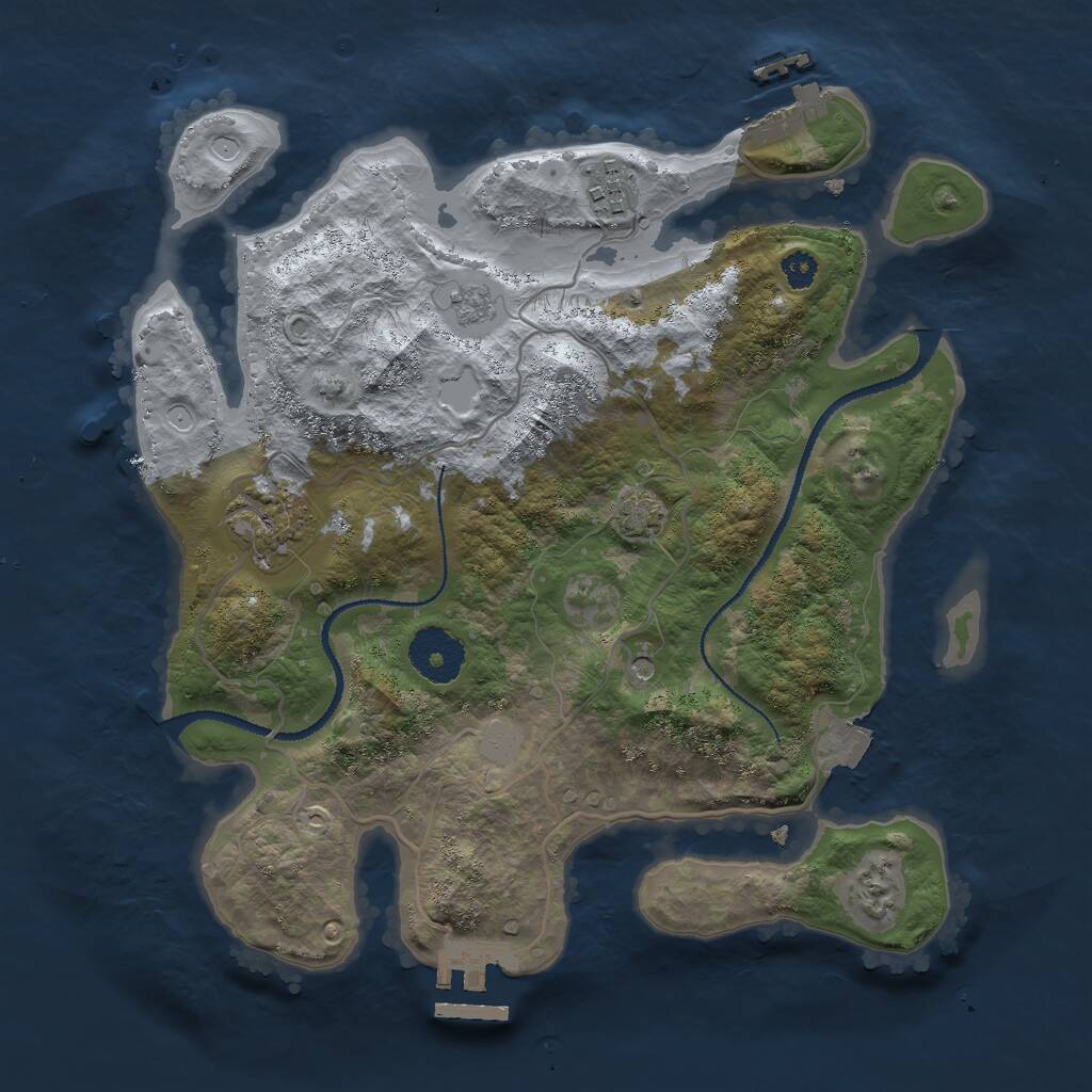 Rust Map: Procedural Map, Size: 3000, Seed: 347923860, 8 Monuments