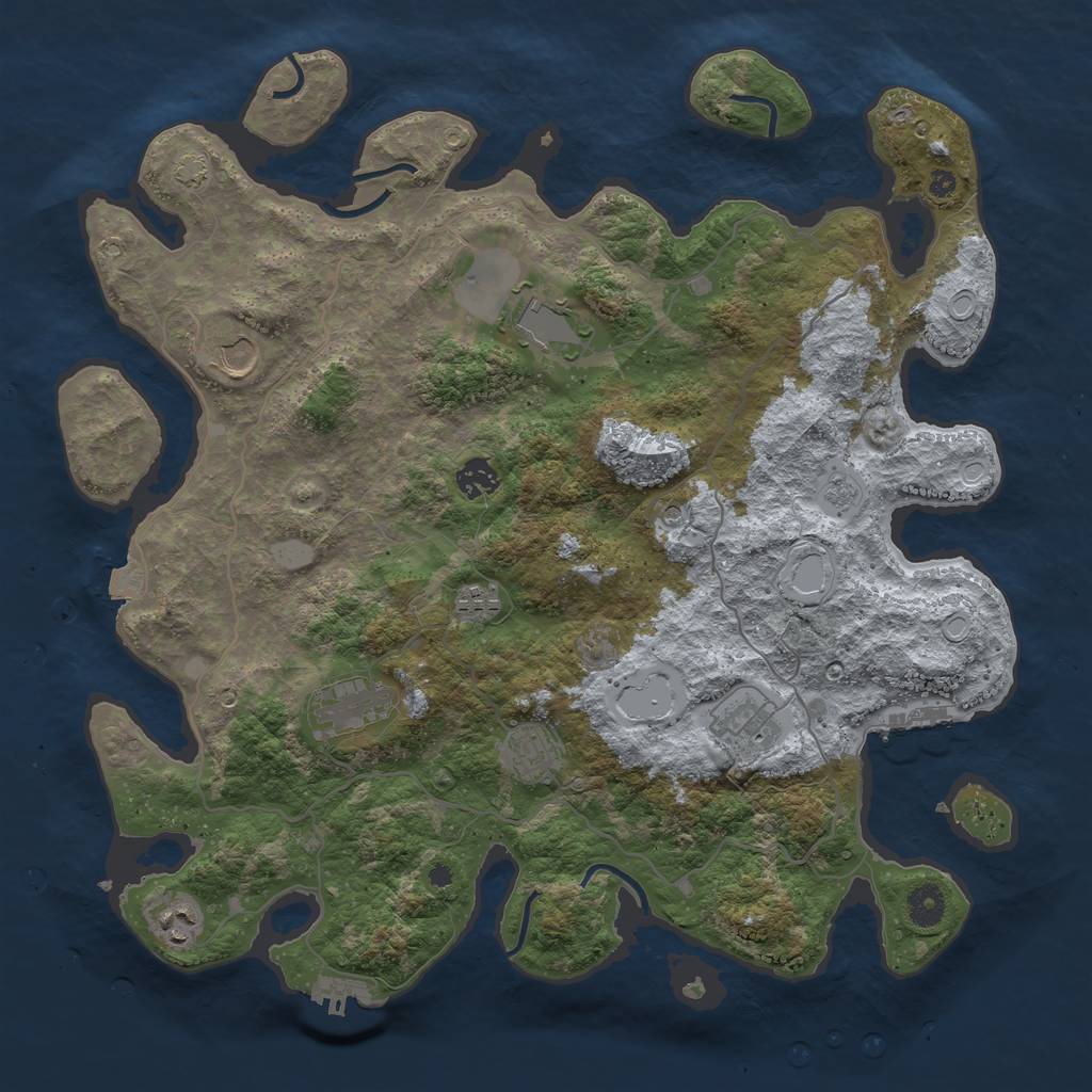 Rust Map: Procedural Map, Size: 4050, Seed: 1752123147, 16 Monuments