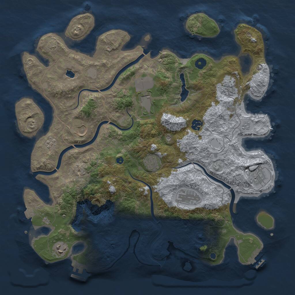 Rust Map: Procedural Map, Size: 4050, Seed: 1752123147, 15 Monuments