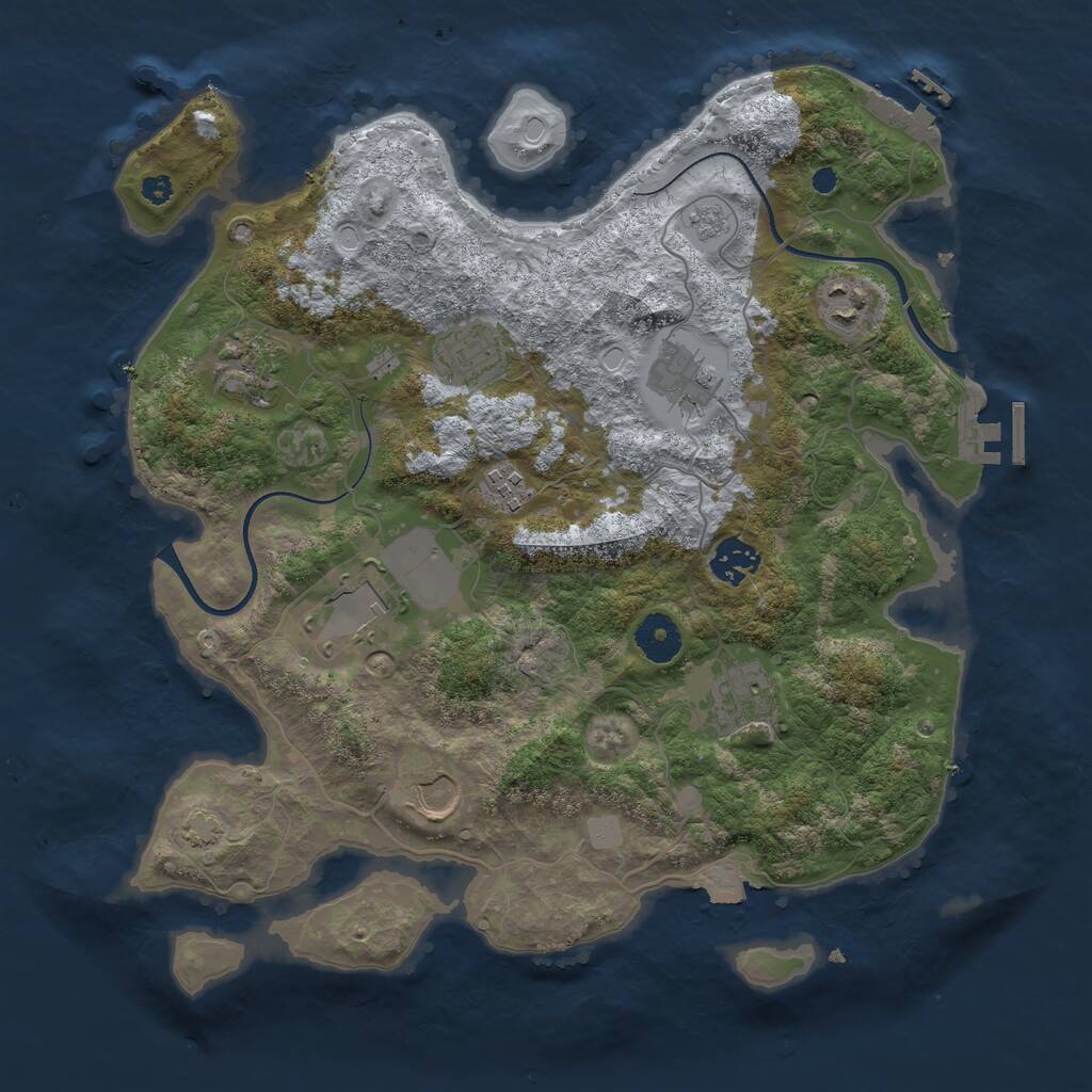 Rust Map: Procedural Map, Size: 3550, Seed: 34306092, 14 Monuments