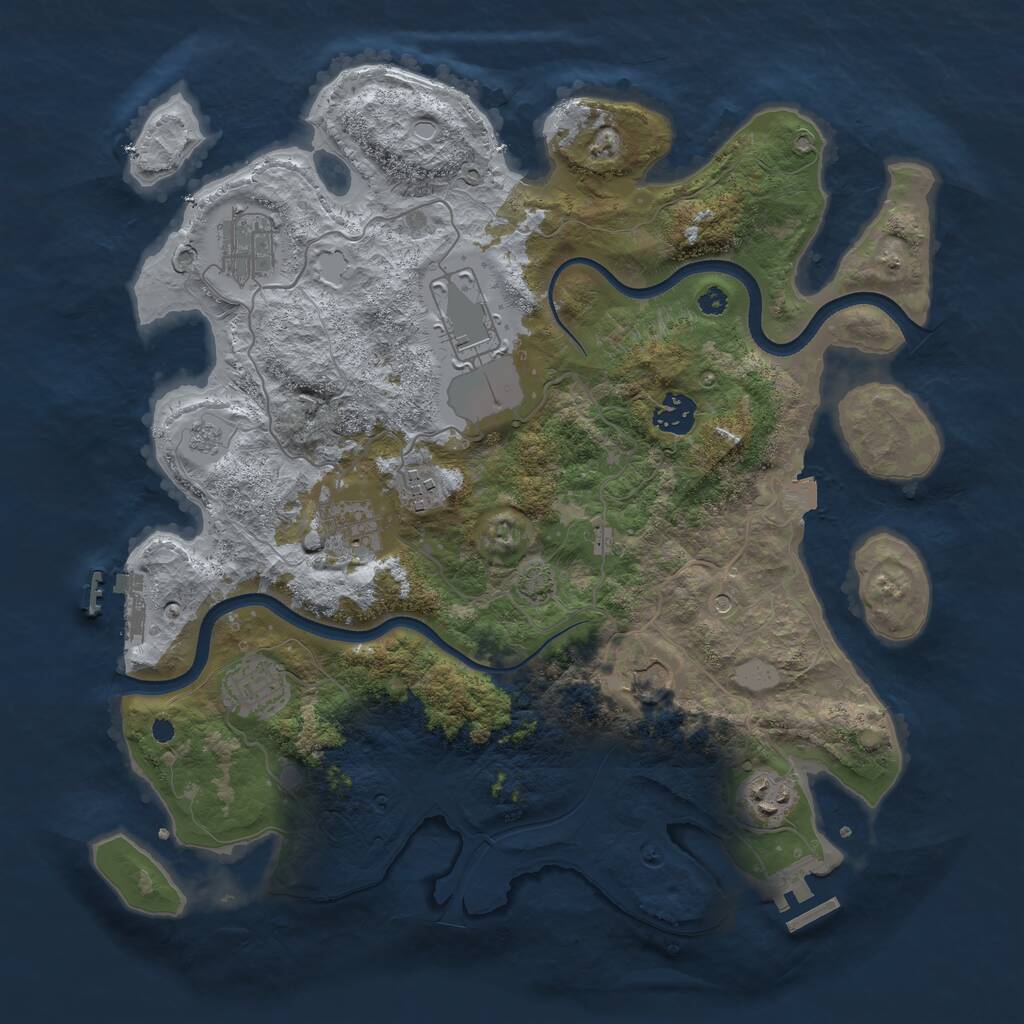 Rust Map: Procedural Map, Size: 3650, Seed: 49236965, 14 Monuments