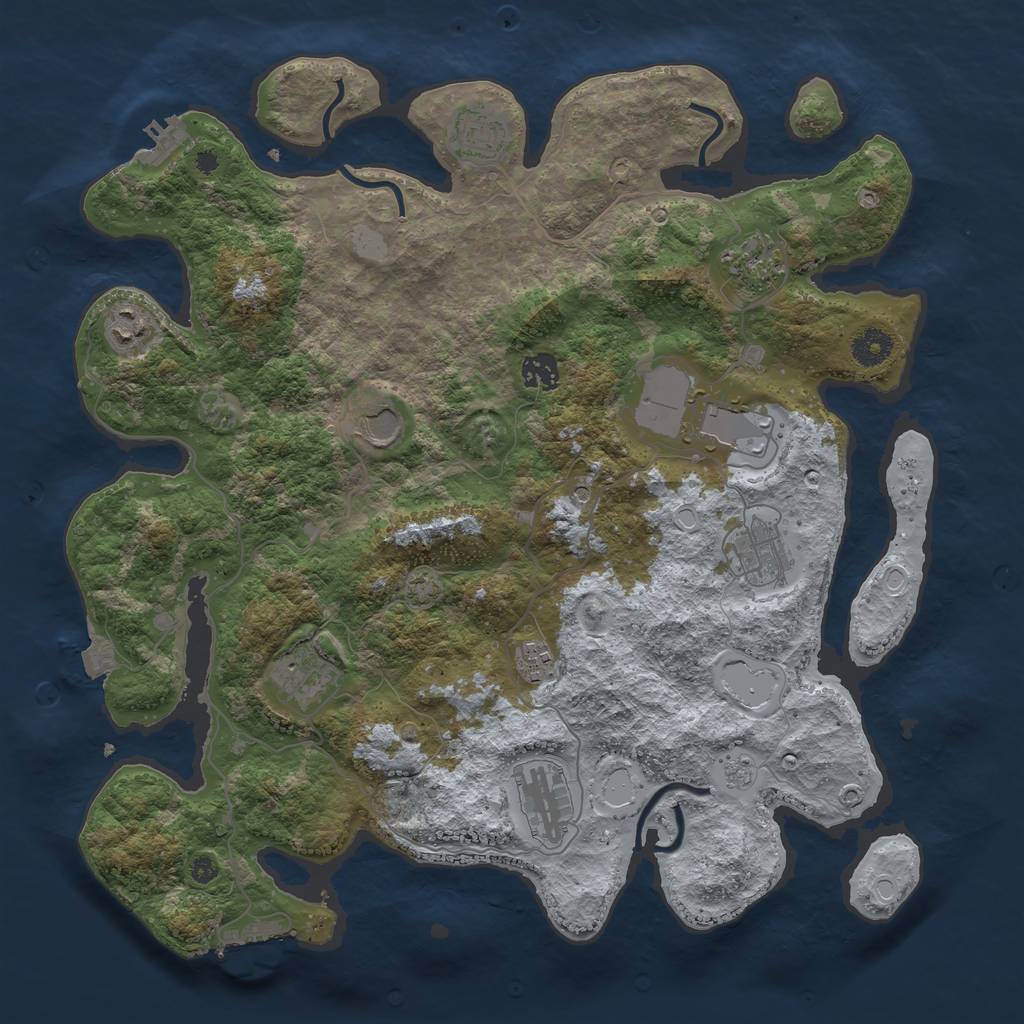 Rust Map: Procedural Map, Size: 3950, Seed: 57456097, 18 Monuments