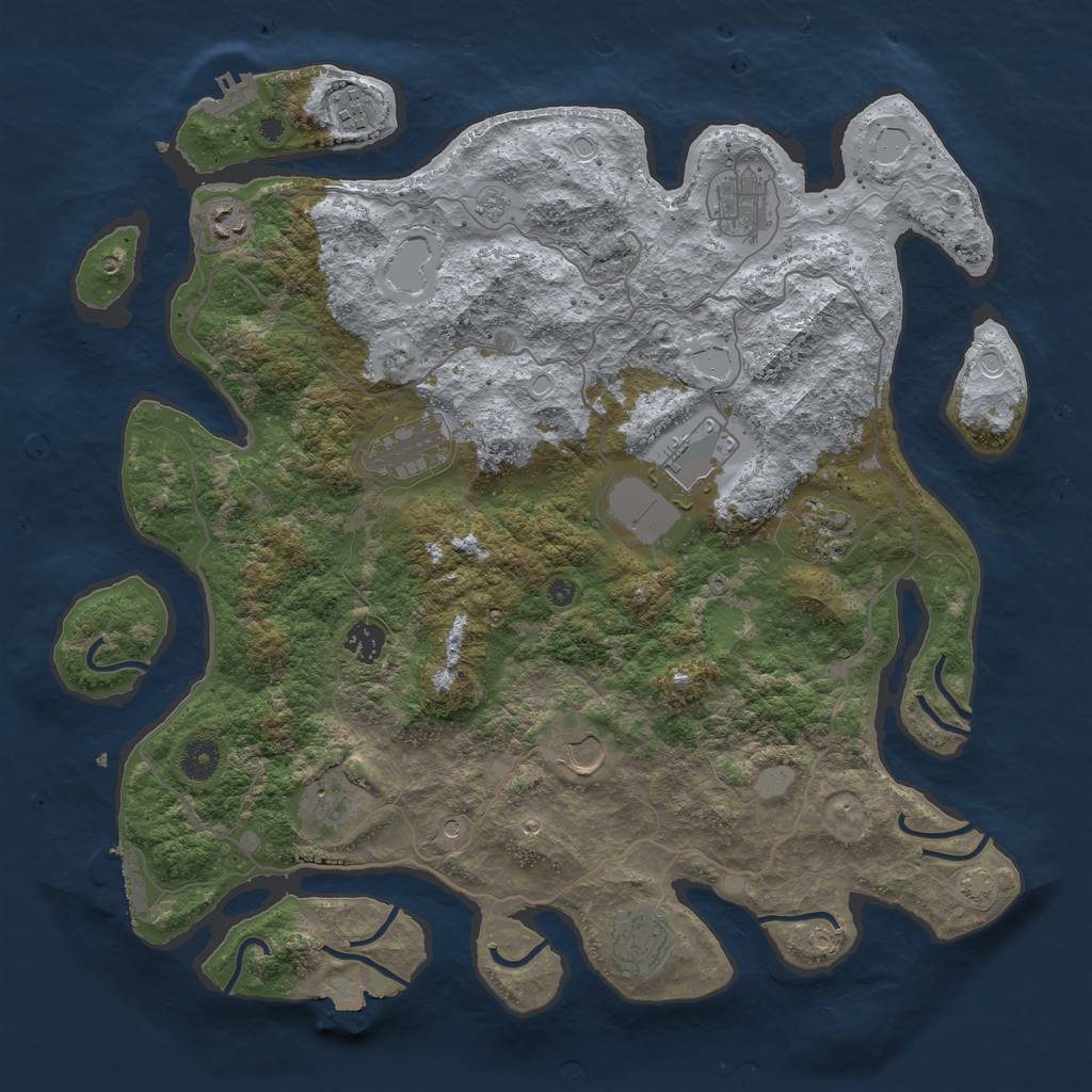 Rust Map: Procedural Map, Size: 4100, Seed: 36782789, 18 Monuments