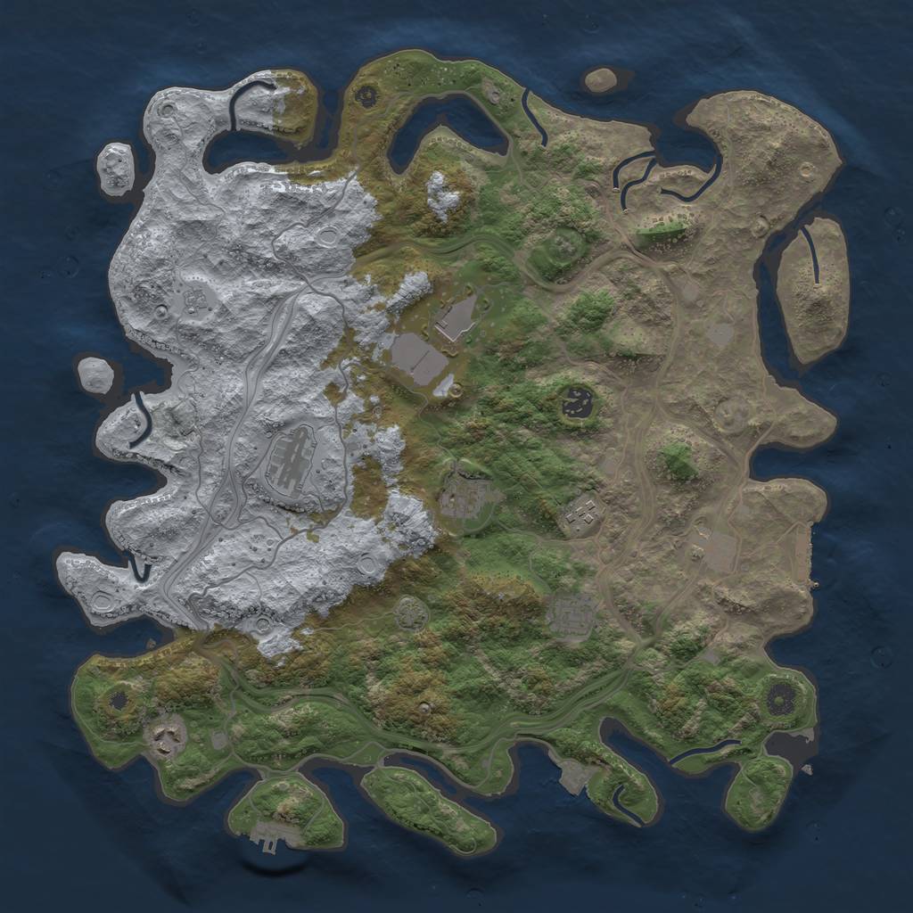 Rust Map: Procedural Map, Size: 4300, Seed: 352970, 16 Monuments
