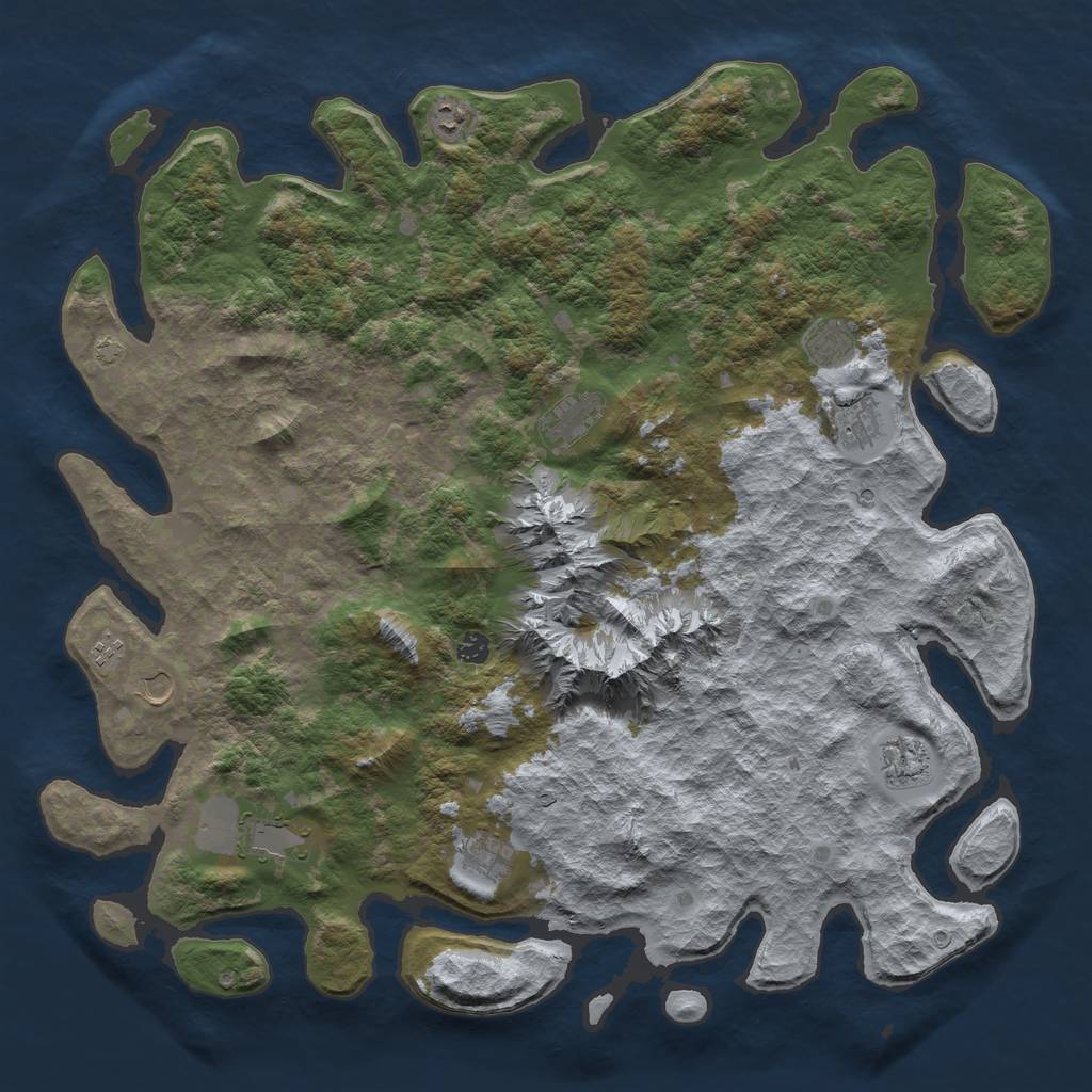 Rust Map: Barren, Size: 5000, Seed: 924173960, 14 Monuments