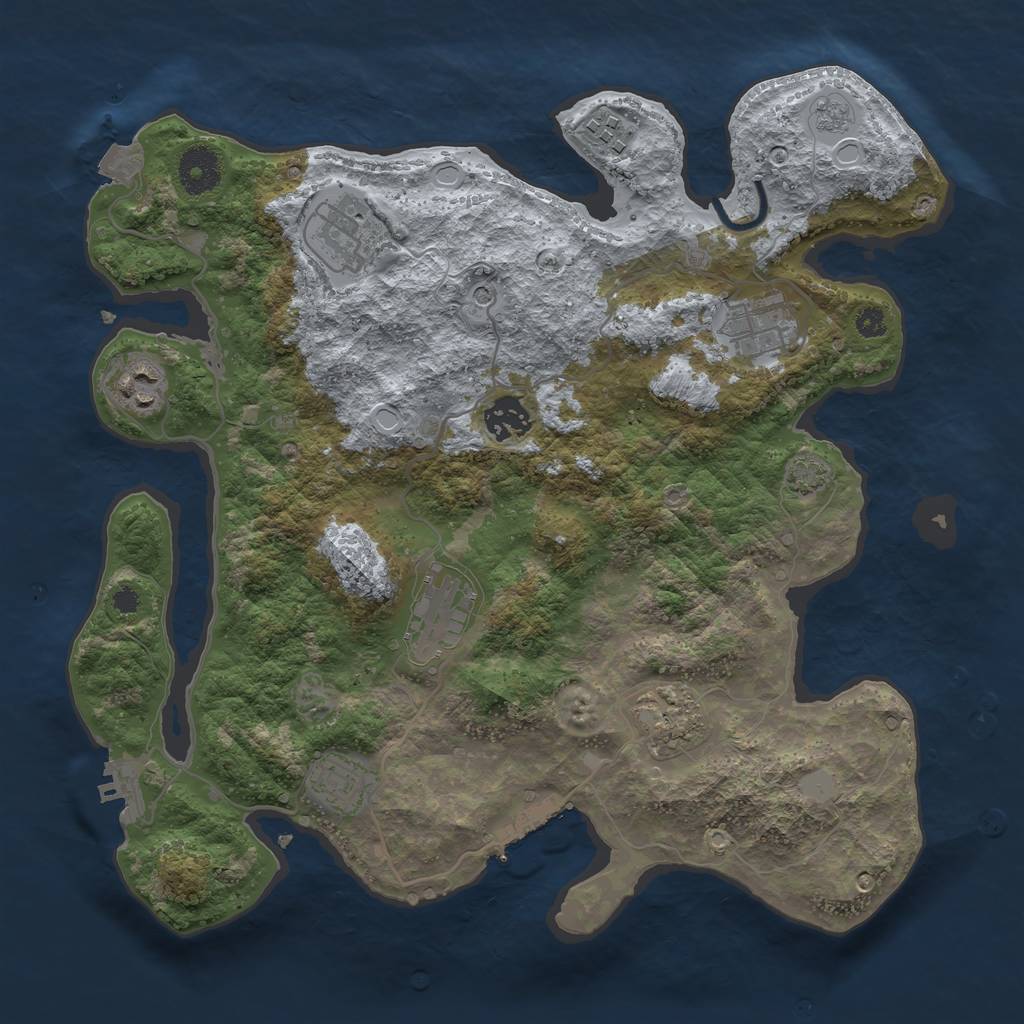 Rust Map: Procedural Map, Size: 3450, Seed: 70017562, 16 Monuments
