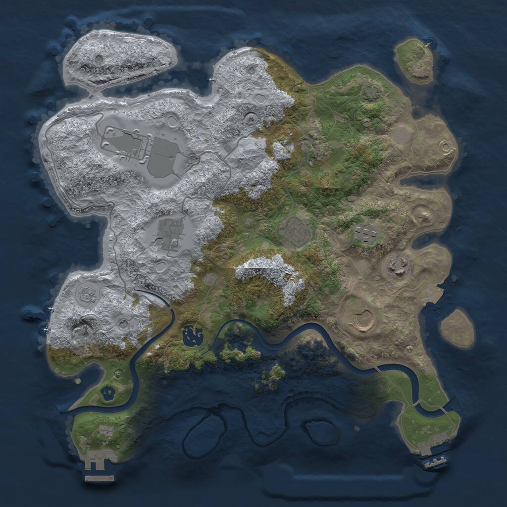 Rust Map: Procedural Map, Size: 3500, Seed: 92342741, 14 Monuments