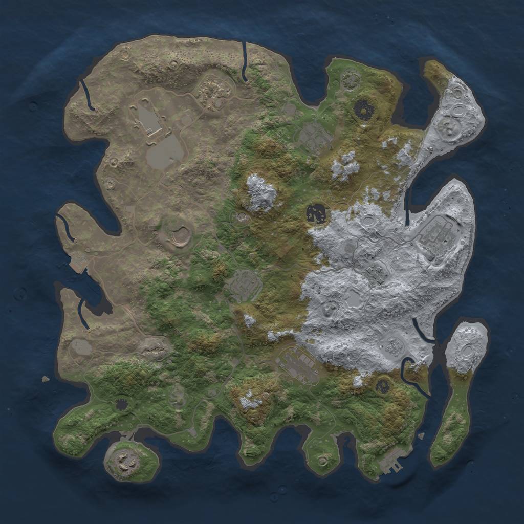 Rust Map: Procedural Map, Size: 3800, Seed: 50238475, 17 Monuments