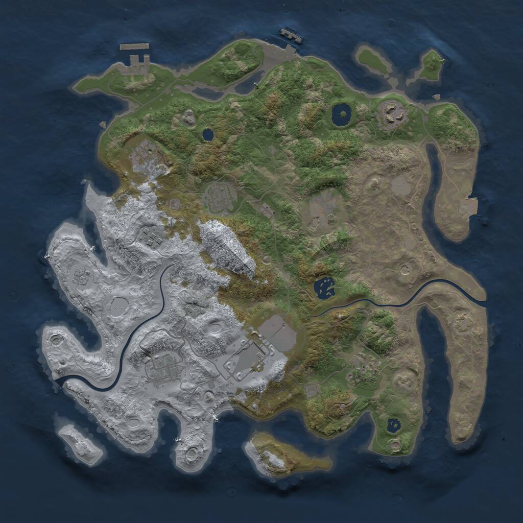 Rust Map: Procedural Map, Size: 3600, Seed: 4086458, 15 Monuments
