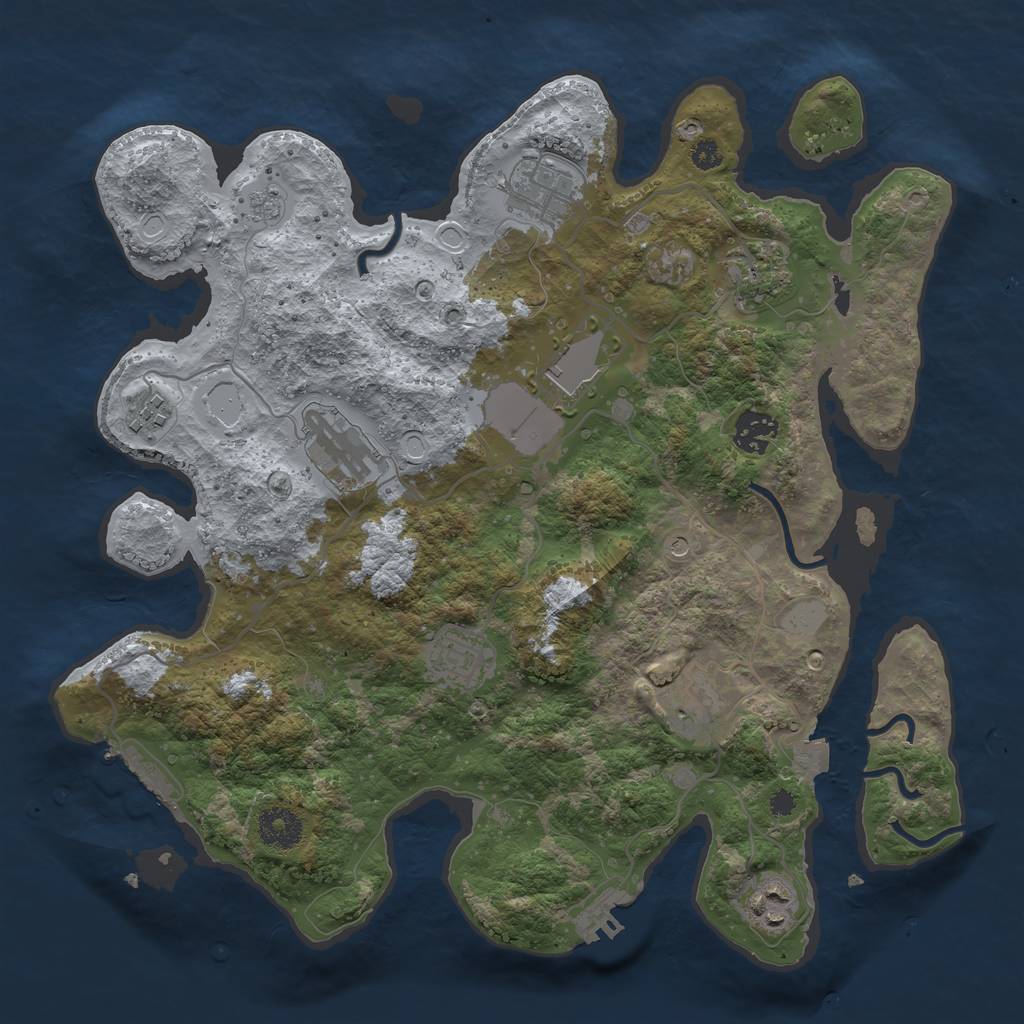 Rust Map: Procedural Map, Size: 3500, Seed: 94365970, 16 Monuments