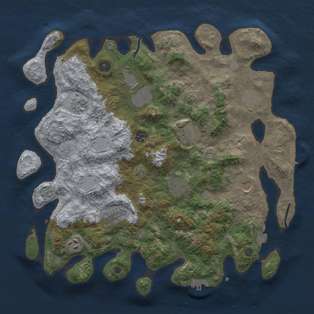 Rust Map: Procedural Map, Size: 3950, Seed: 30622232, 18 Monuments
