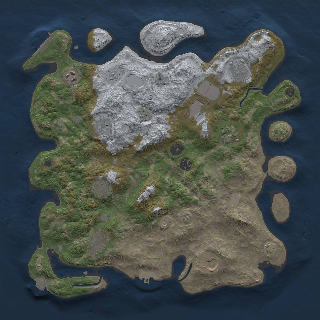 Rust Map: Procedural Map, Size: 3850, Seed: 98396739, 18 Monuments