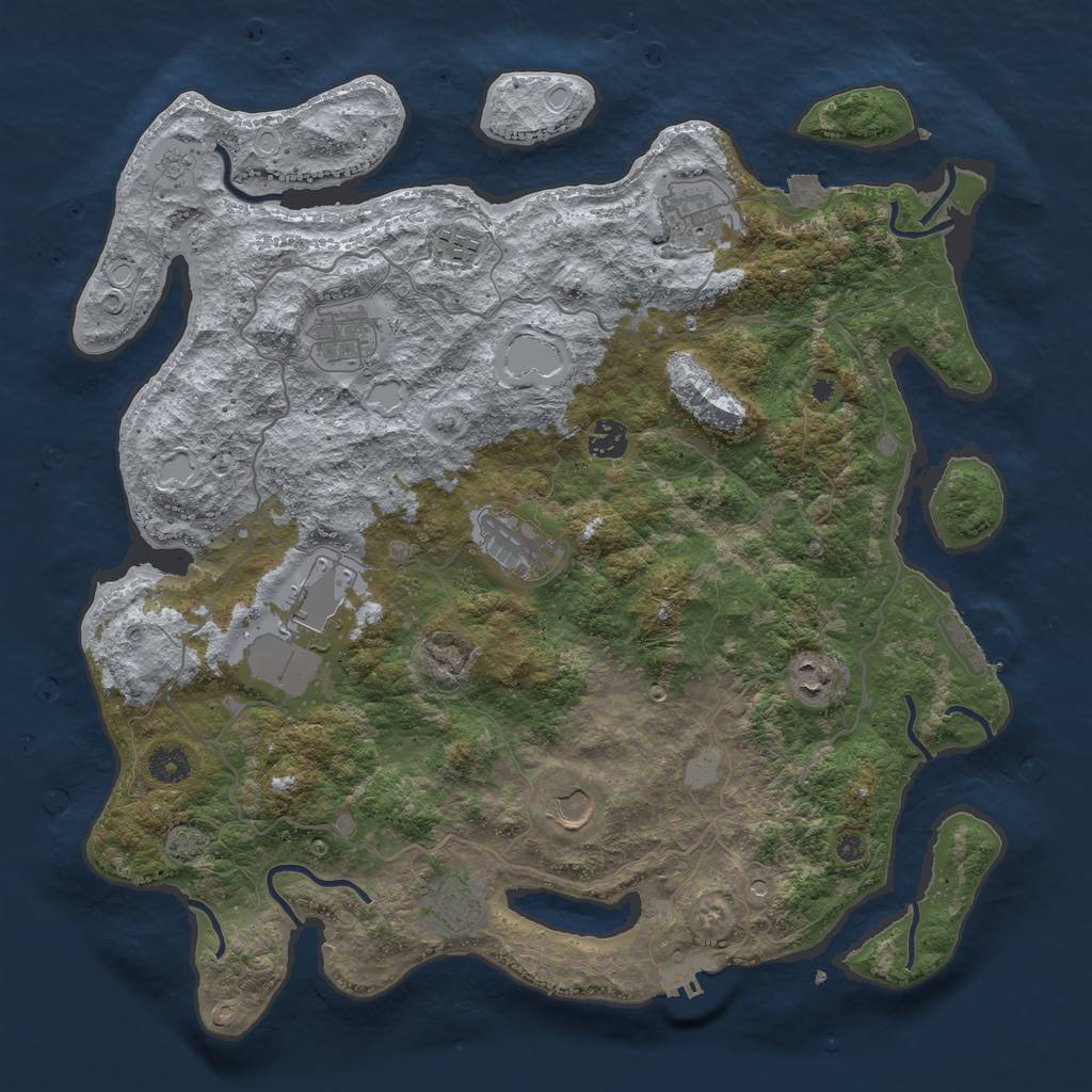 Rust Map: Procedural Map, Size: 4100, Seed: 21672607, 17 Monuments