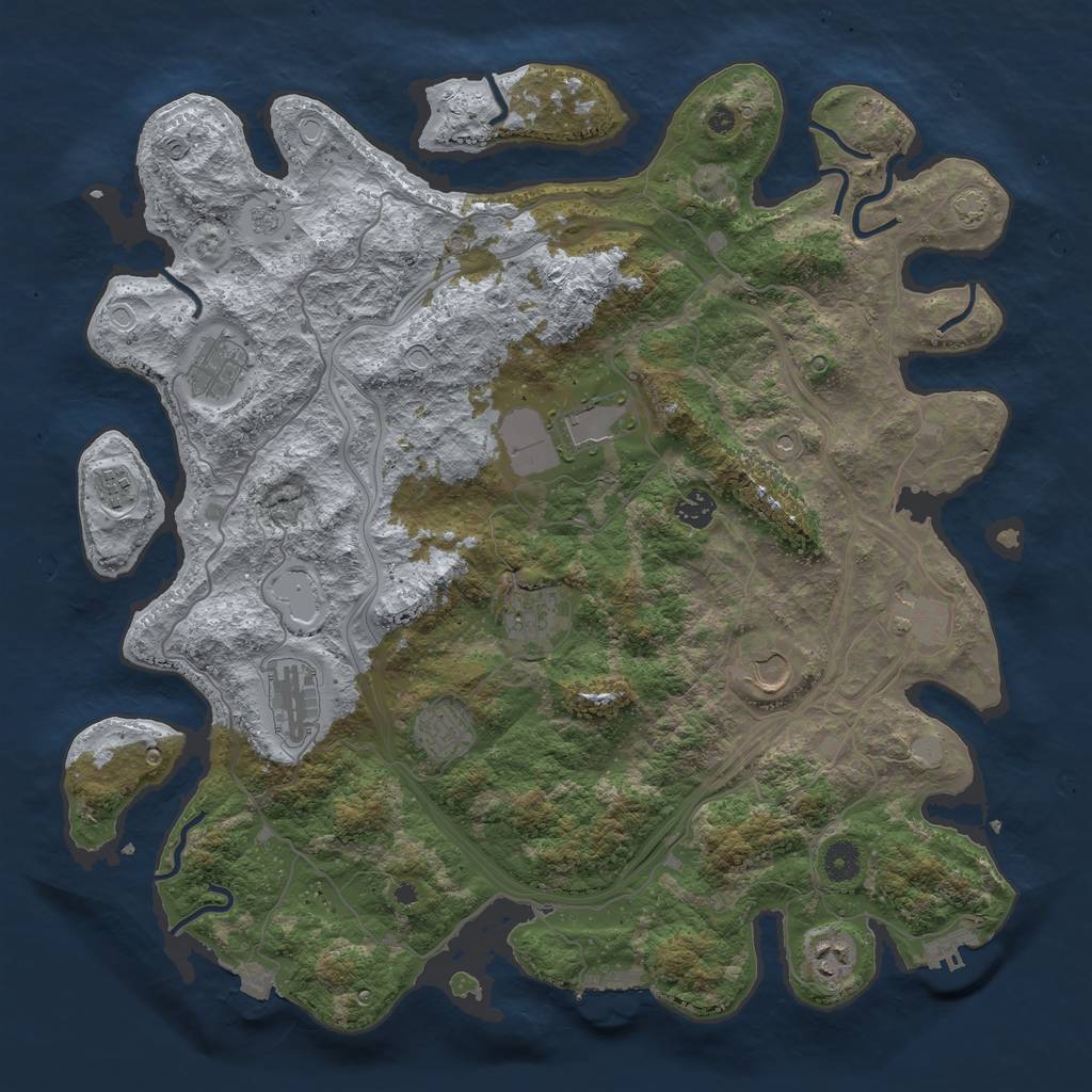 Rust Map: Procedural Map, Size: 4250, Seed: 88946075, 18 Monuments