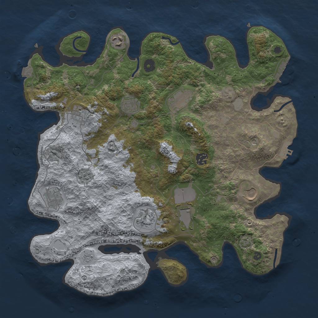Rust Map: Procedural Map, Size: 3850, Seed: 4079237, 18 Monuments
