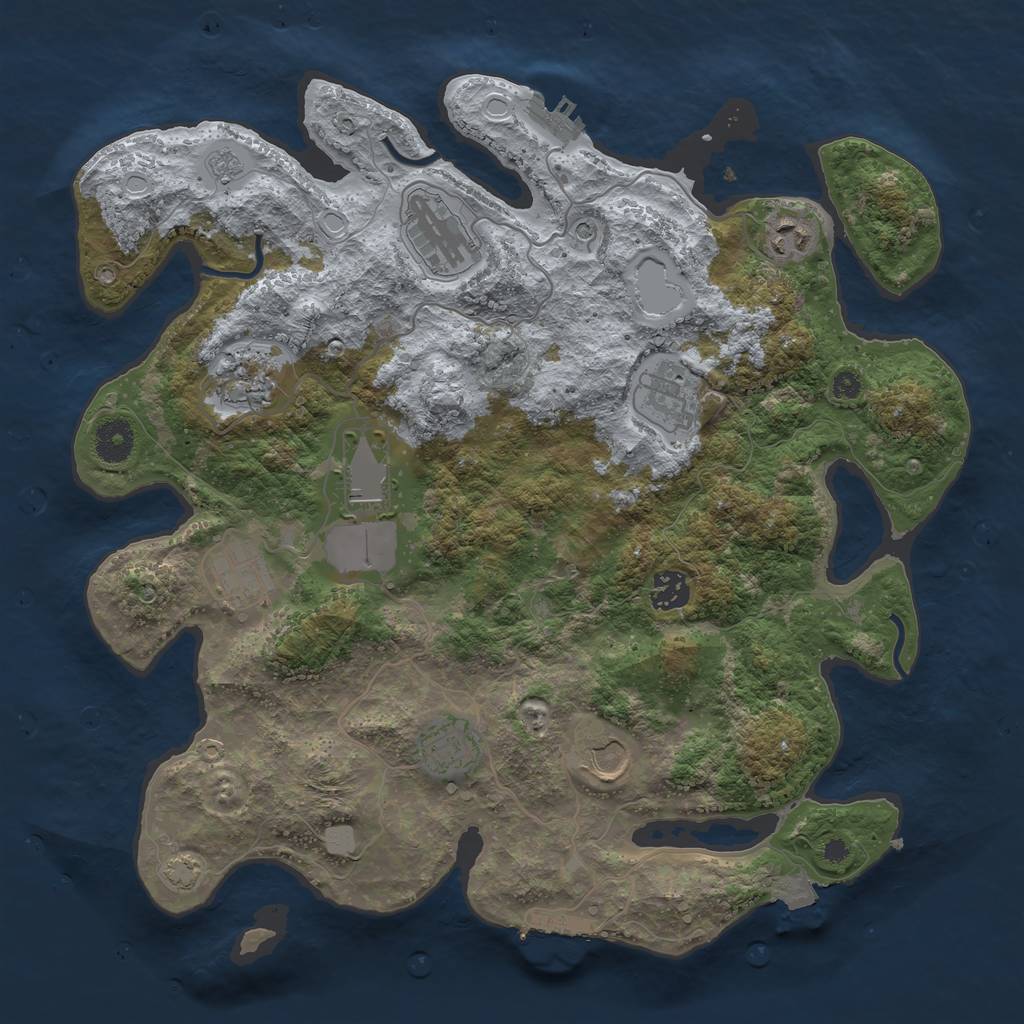 Rust Map: Procedural Map, Size: 3750, Seed: 21197557, 17 Monuments