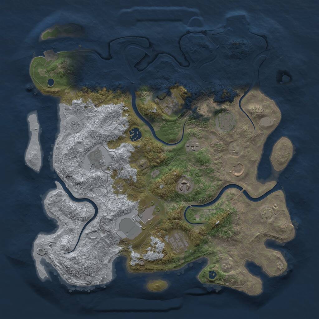 Rust Map: Procedural Map, Size: 3800, Seed: 94951174, 14 Monuments