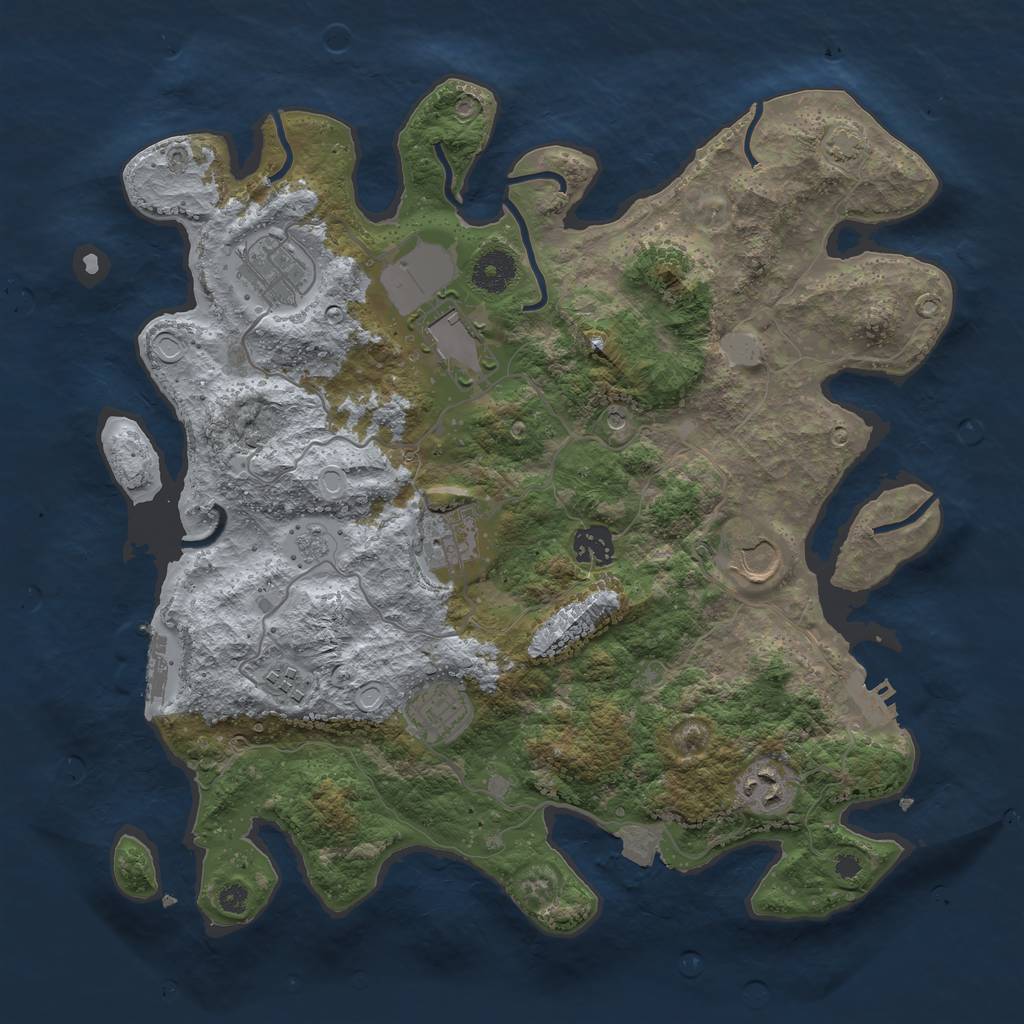 Rust Map: Procedural Map, Size: 3650, Seed: 52455133, 16 Monuments