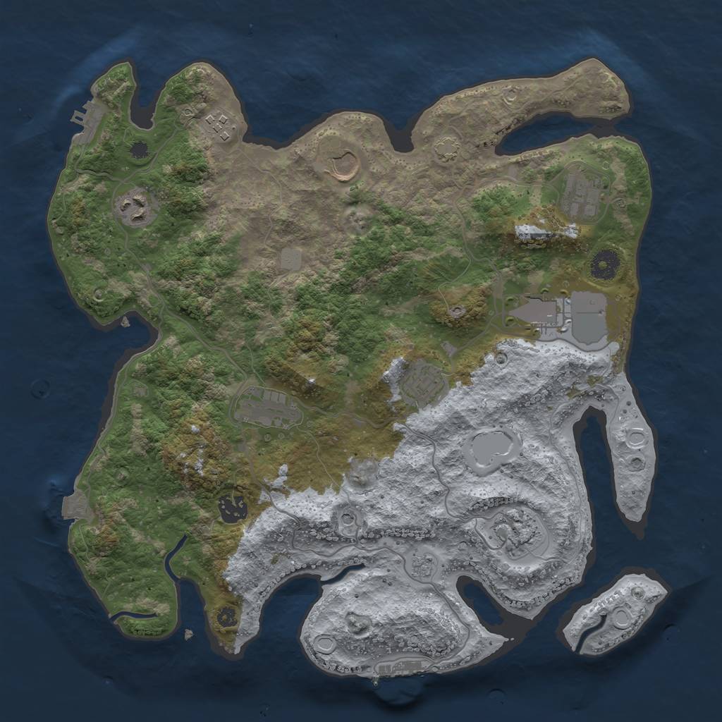 Rust Map: Procedural Map, Size: 3650, Seed: 21727799, 17 Monuments