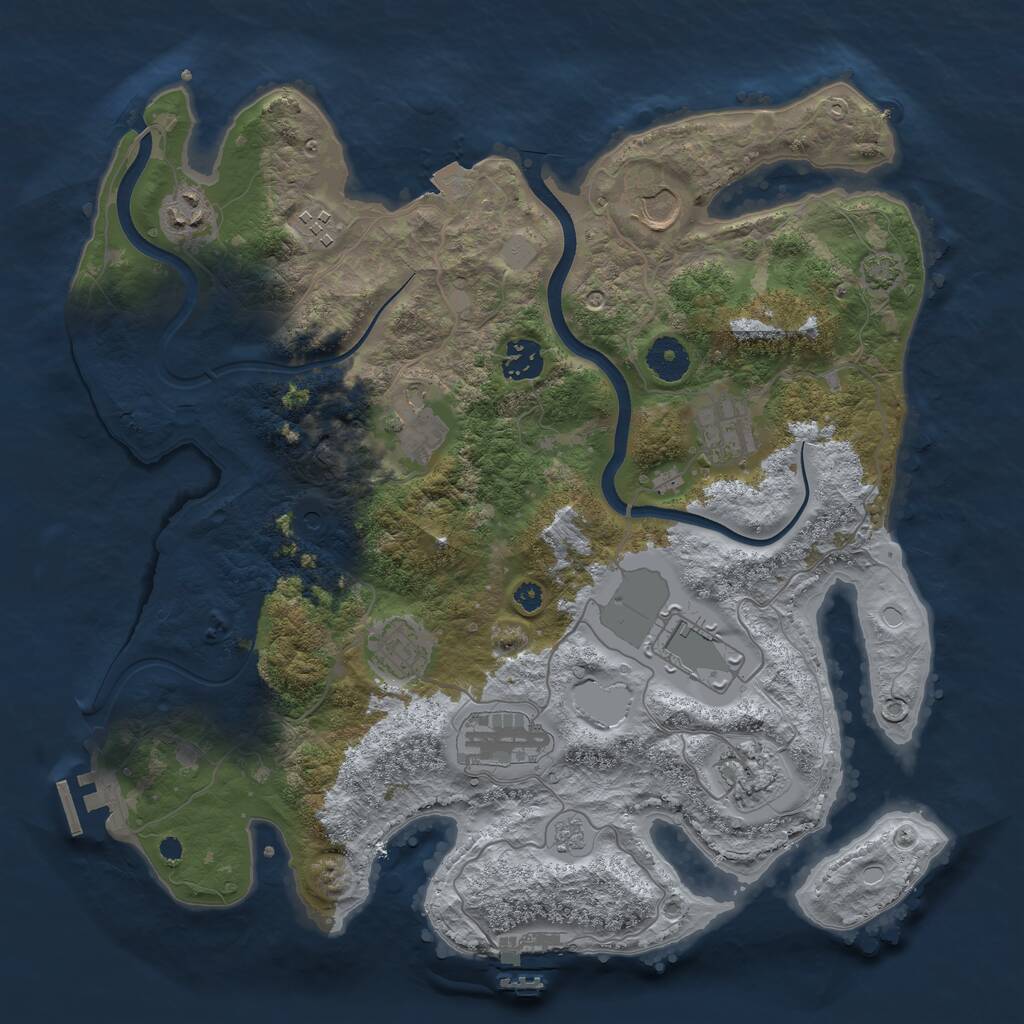 Rust Map: Procedural Map, Size: 3650, Seed: 21727799, 16 Monuments