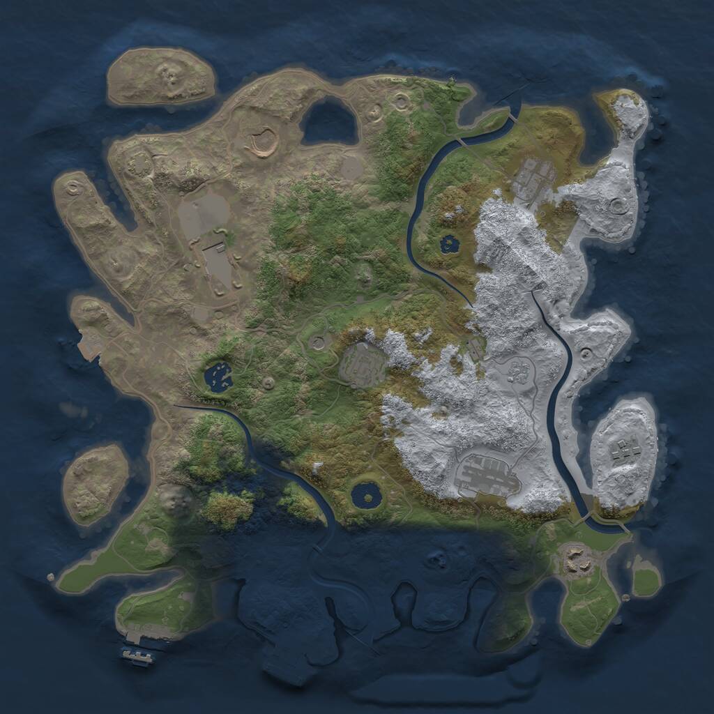 Rust Map: Procedural Map, Size: 3700, Seed: 2029191444, 14 Monuments