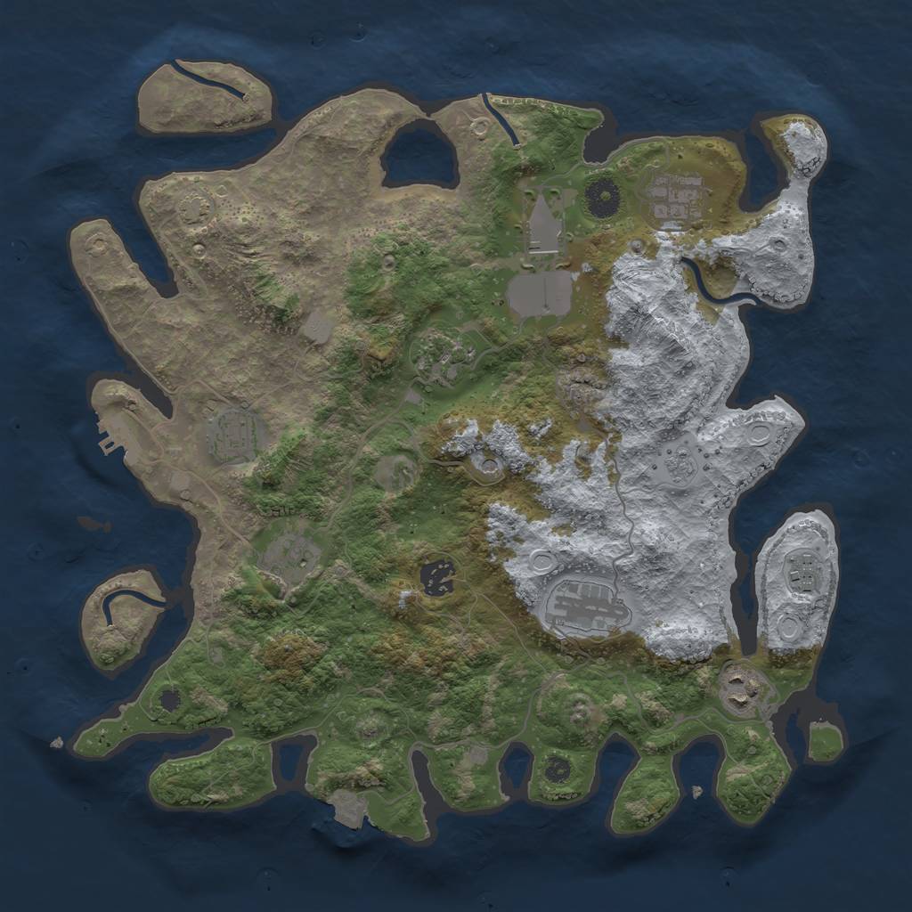 Rust Map: Procedural Map, Size: 3700, Seed: 2029191444, 16 Monuments