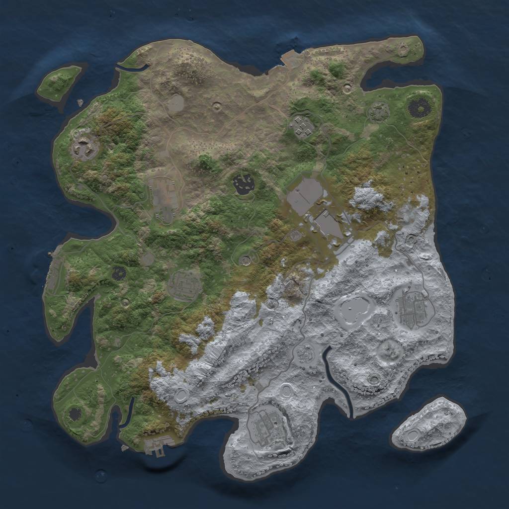 Rust Map: Procedural Map, Size: 3600, Seed: 13954514, 16 Monuments