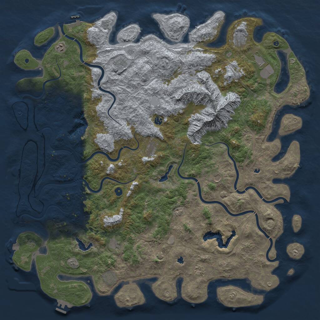 Rust Map: Procedural Map, Size: 6000, Seed: 388270629, 17 Monuments