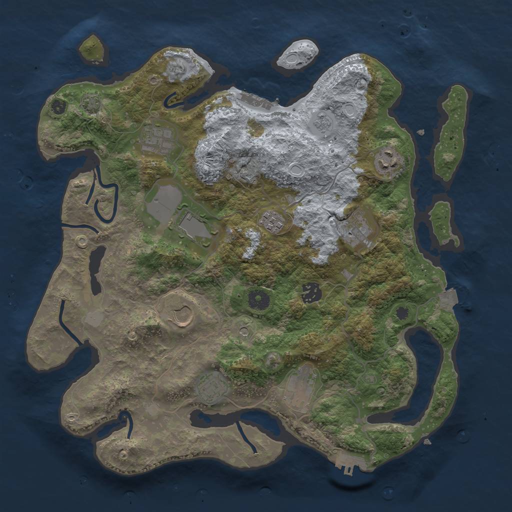 Rust Map: Procedural Map, Size: 3600, Seed: 28839435, 17 Monuments