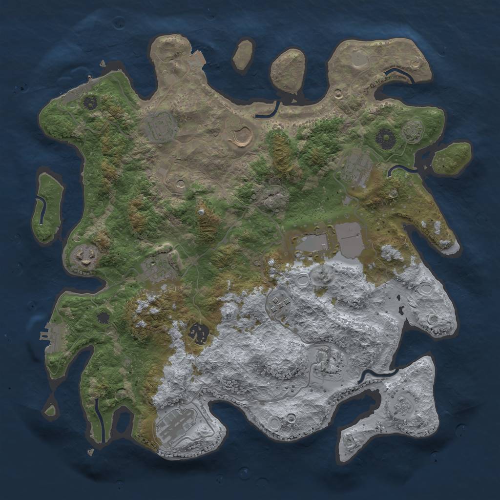 Rust Map: Procedural Map, Size: 3650, Seed: 60327275, 18 Monuments