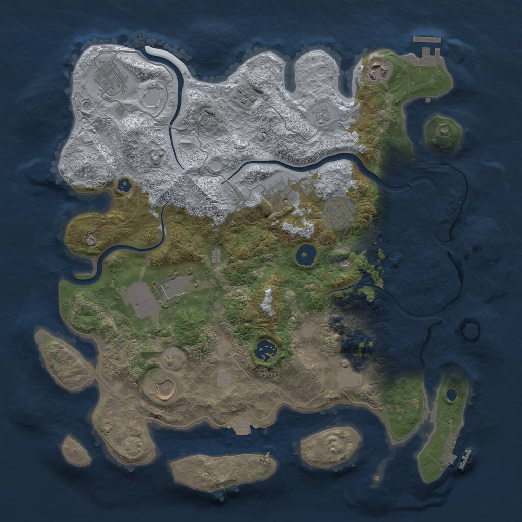 Rust Map: Procedural Map, Size: 3800, Seed: 63044404, 15 Monuments