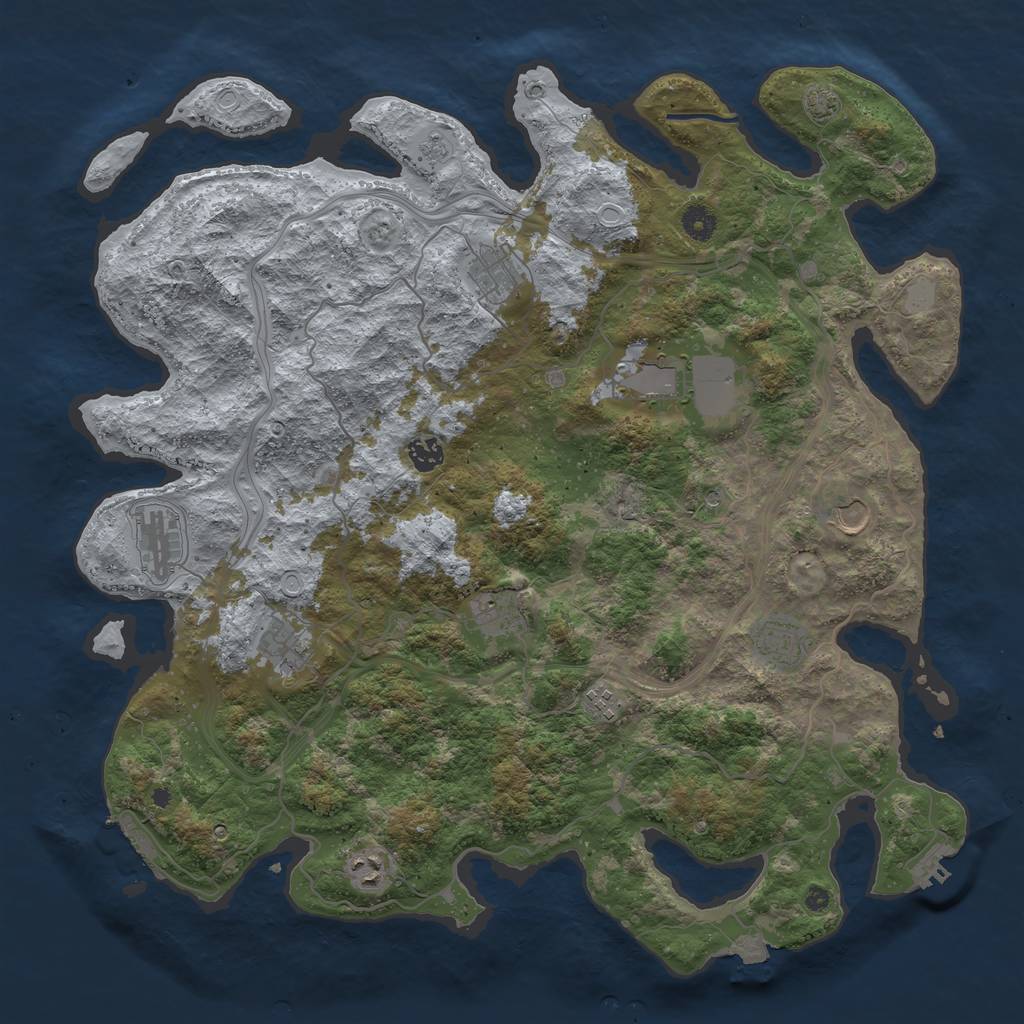 Rust Map: Procedural Map, Size: 4400, Seed: 45684923, 18 Monuments