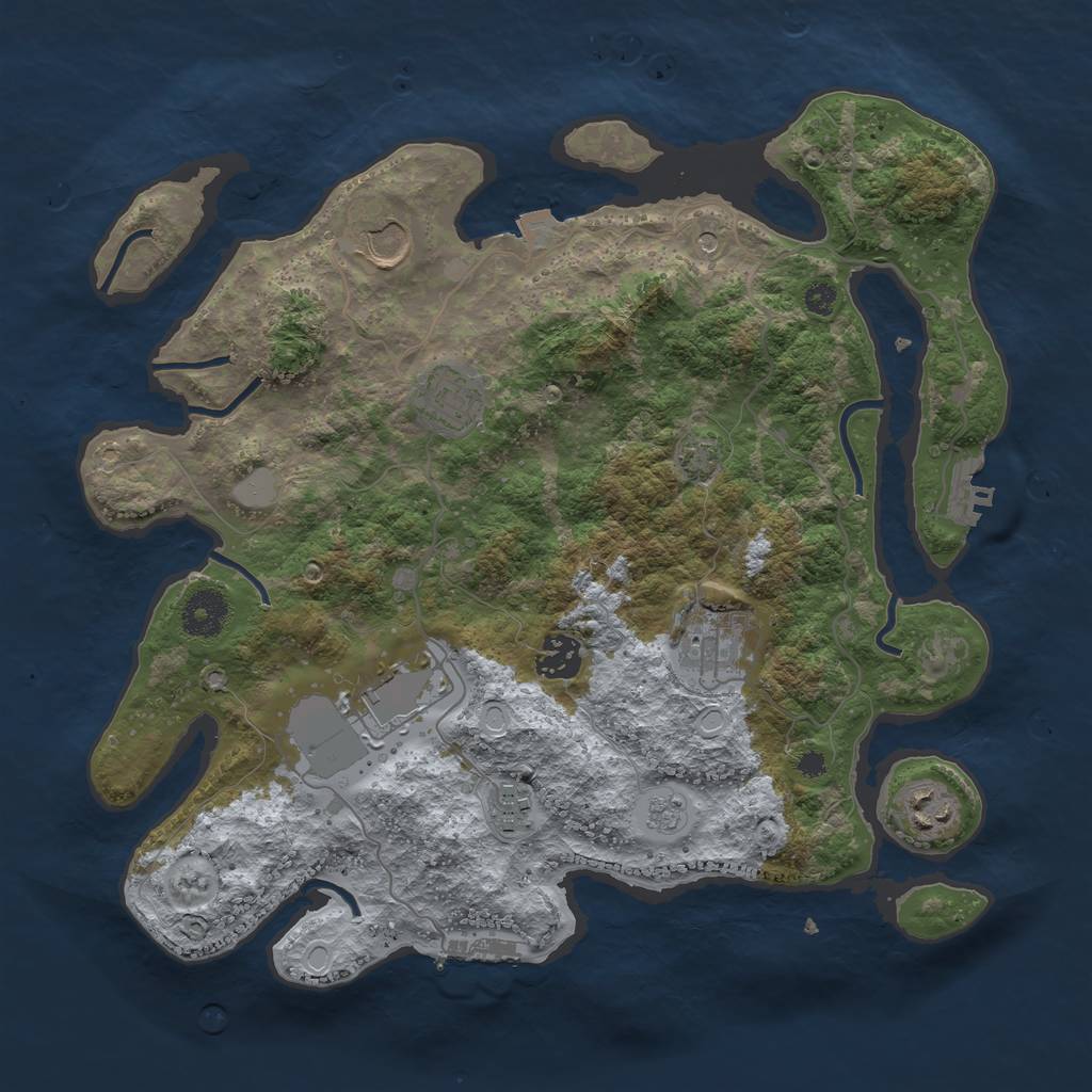 Rust Map: Procedural Map, Size: 3500, Seed: 67996470, 15 Monuments