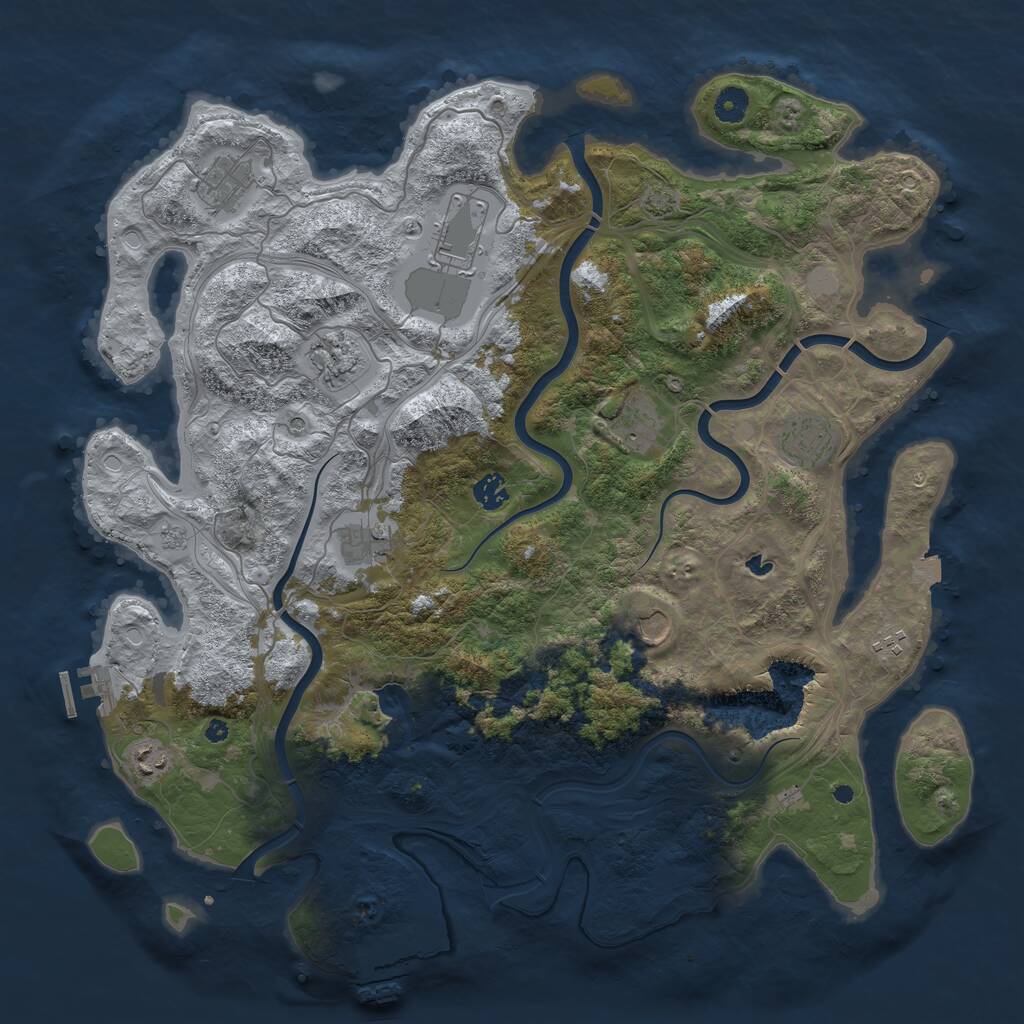 Rust Map: Procedural Map, Size: 4400, Seed: 33300550, 16 Monuments