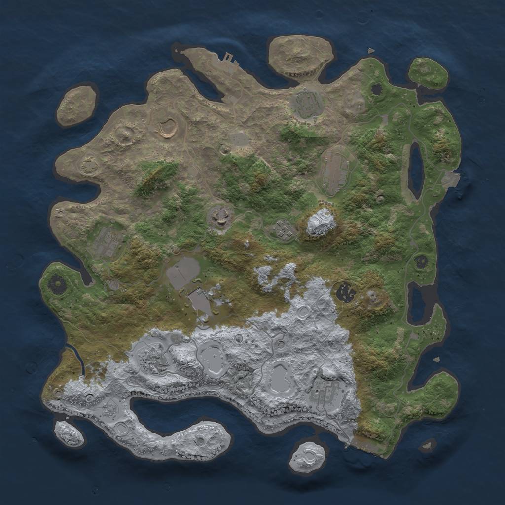 Rust Map: Procedural Map, Size: 3950, Seed: 14402412, 18 Monuments