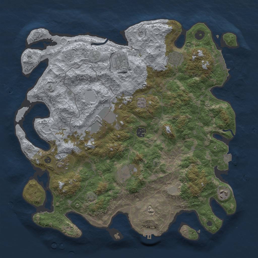 Rust Map: Procedural Map, Size: 4000, Seed: 90011333, 16 Monuments