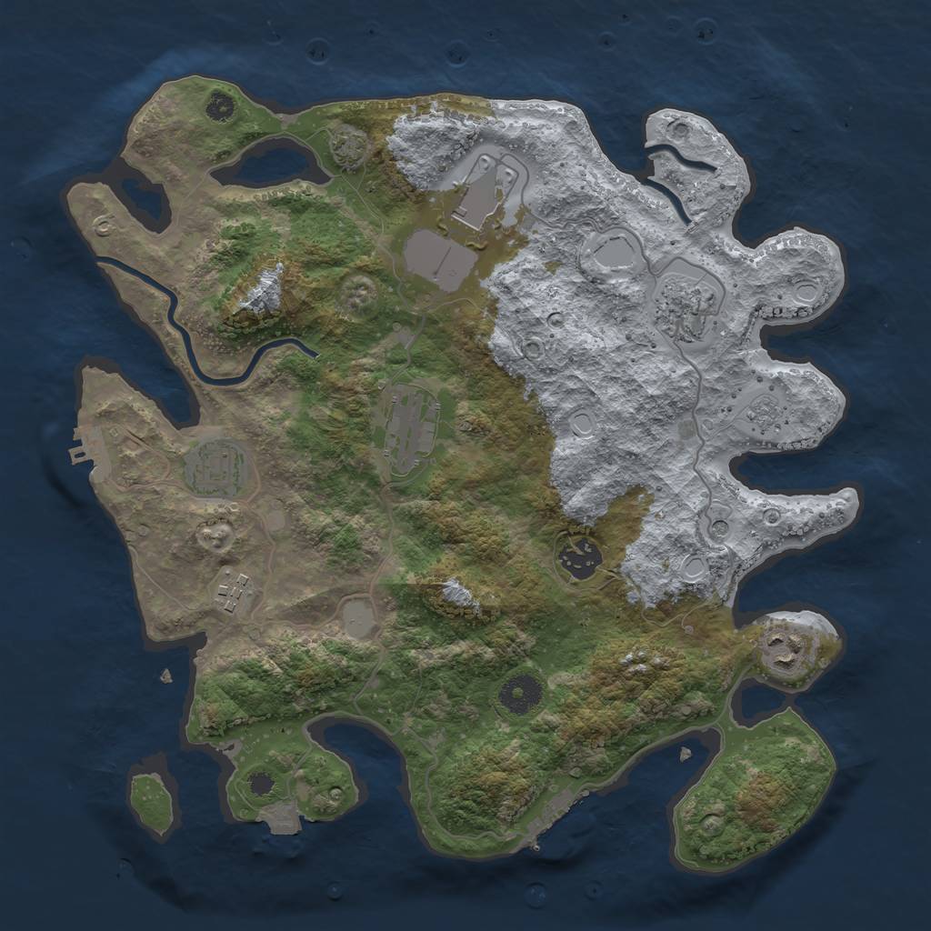 Rust Map: Procedural Map, Size: 3500, Seed: 83781703, 15 Monuments