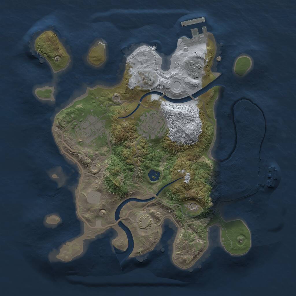 Rust Map: Procedural Map, Size: 2500, Seed: 8365, 8 Monuments