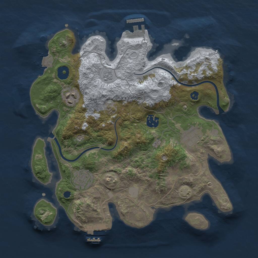 Rust Map: Procedural Map, Size: 3000, Seed: 1237558114, 10 Monuments