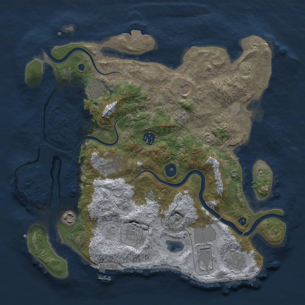 Rust Map: Procedural Map, Size: 3700, Seed: 34521265, 14 Monuments