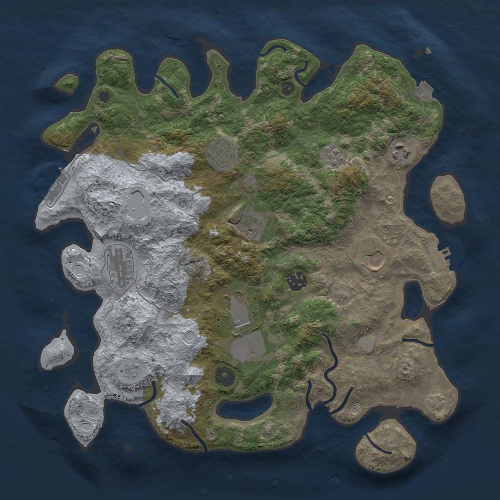 Rust Map: Procedural Map, Size: 3750, Seed: 35422630, 16 Monuments
