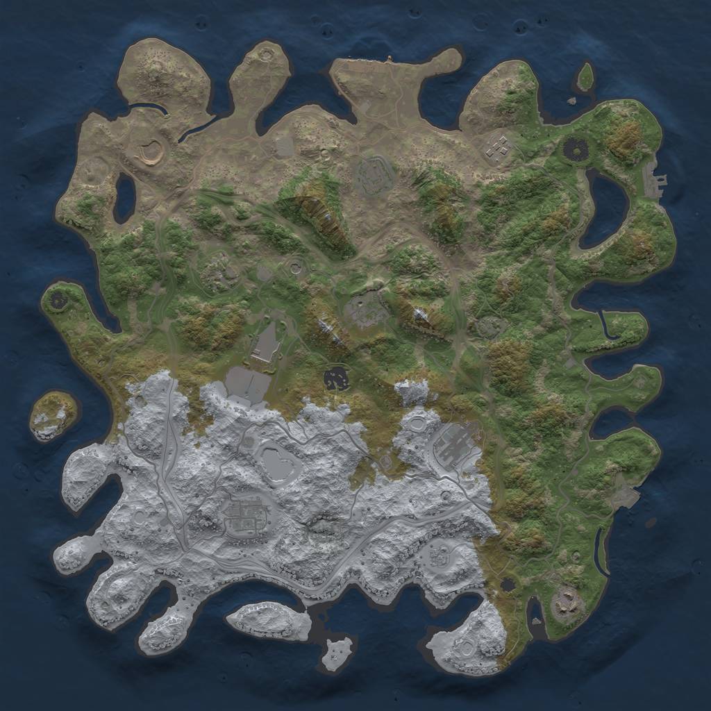 Rust Map: Procedural Map, Size: 4250, Seed: 93205051, 18 Monuments