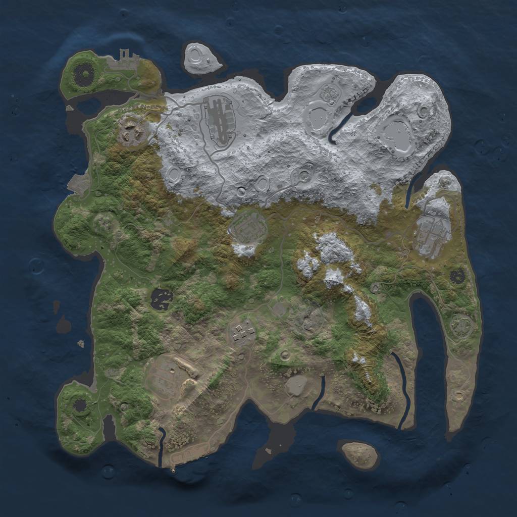 Rust Map: Procedural Map, Size: 3450, Seed: 27092502, 15 Monuments