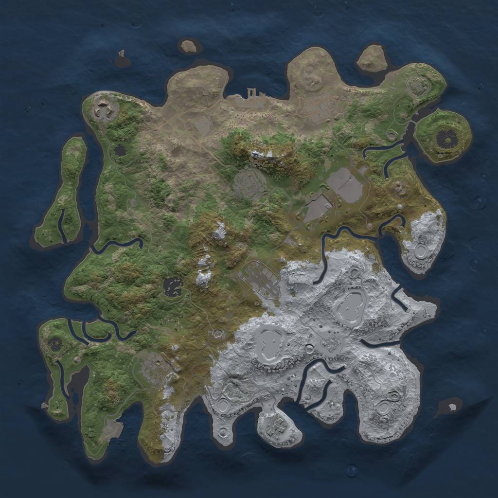 Rust Map: Procedural Map, Size: 3600, Seed: 98445638, 15 Monuments