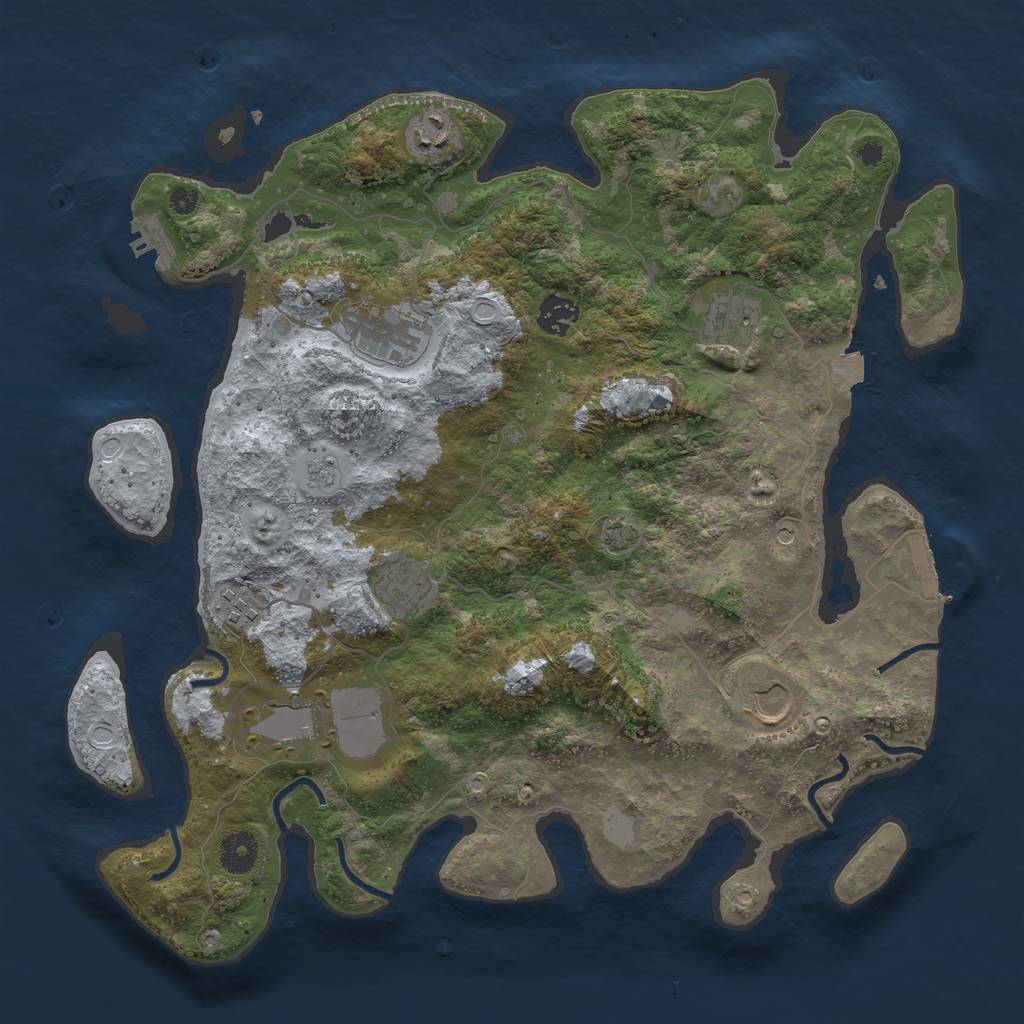 Rust Map: Procedural Map, Size: 3800, Seed: 5738328, 16 Monuments